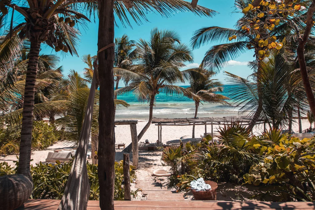 Picture Tulum coastline taken from cabana